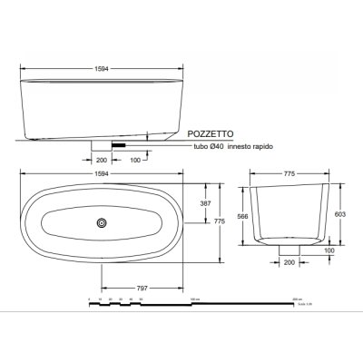 Relax Design Marechiaro ванна окремостояча 160 cм 