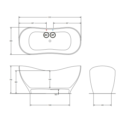 Relax Design Volo ванна окремостояча 160 cм 