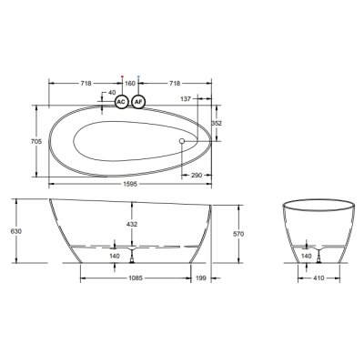 Relax Design Leafy ванна окремостояча 160 cм 