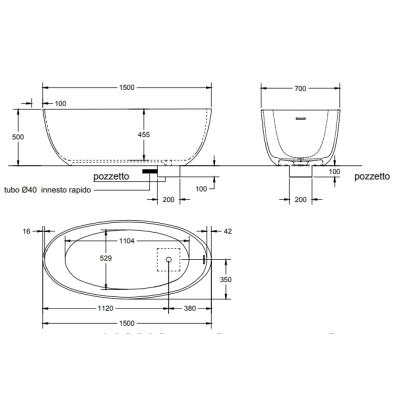 Relax Design Ovo ванна окремостояча 170 cм 
