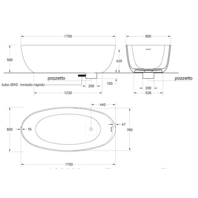 Relax Design Ovo ванна окремостояча 170 cм 