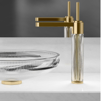 Glass Design Clivia XL змішувач для раковини високий .кришталь/золото Glass Design Clivia XL змішувач для раковини високий .кришталь/золото