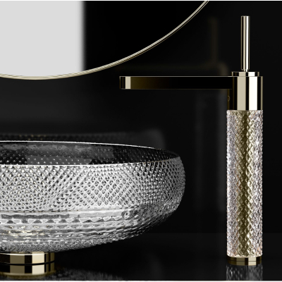Glass Design Ramada змішувач для раковини високий .кришталь/золото