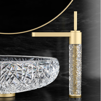 Glass Design Ramada змішувач для раковини високий .кришталь/золото сатін