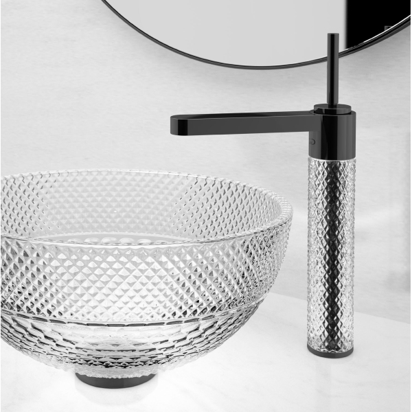 Glass Design Ramada змішувач для раковини високий .кришталь/ чорний