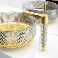 Glass Design Ramada змішувач для раковини високий .кришталь/золото Glass Design Ramada змішувач для раковини високий .кришталь/золото