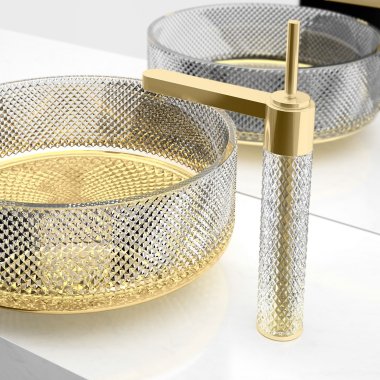 Glass Design Ramada змішувач для раковини високий .кришталь/золото