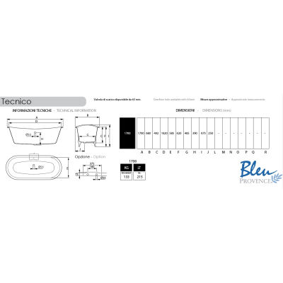 Bleu Provence Romarin ванна окремостояща 170 см 6070R