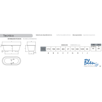 Bleu Provence Colette  ванна окремостояща 171см 1770R