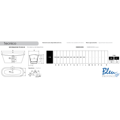 Bleu Provence Charme ванна окремостояща 170cм  9070R 