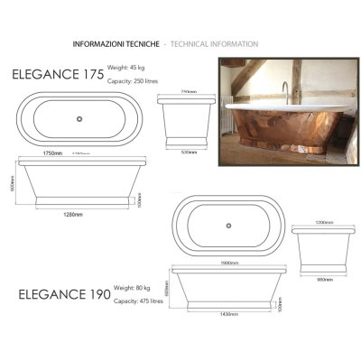 Ванна мідна Bleu Provence - Elegance 175*75
