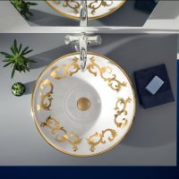 Terzofoco Dalia настільна напіввбудована біла/ декор золото Terzofoco Dalia настільна напіввбудована біла/ декор золото