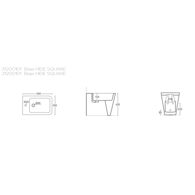 Alice ceramica Hide Square біде білий підлоговий глянець