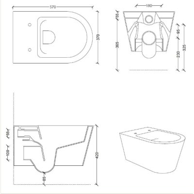 Alice ceramica Hide Round57 унітаз консольний