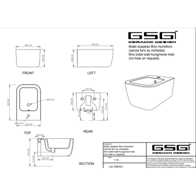 GSG - Brio Біде підвісне білий глянець