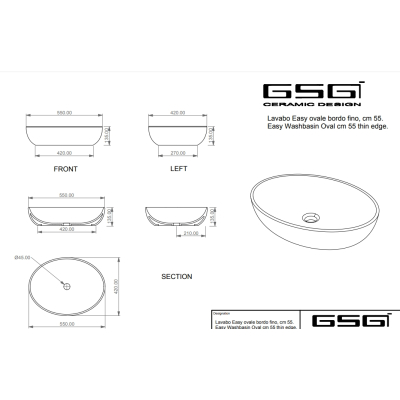 GSG - Easy 55 Раковина накладна біла глянець
