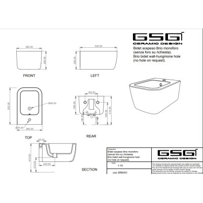GSG - Brio Біде підвісне чорний матовий