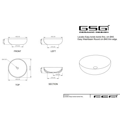 GSG - Easy 45 Tondo Раковина накладна біла глянець