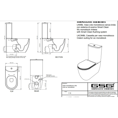 GSG - Like Унітаз підлоговий (моноблок) білий глянець