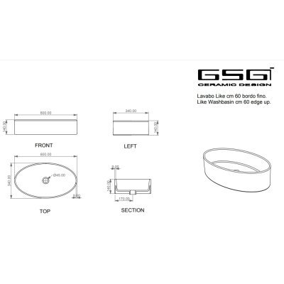 GSG LIKE SLIM 60FS раковина накладна біла глянець