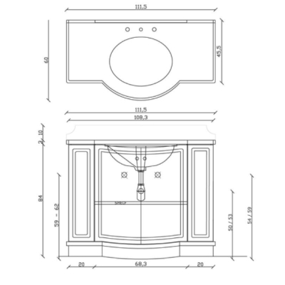 Gentry Home Boston 200 меблі для ванної кімнати 200см