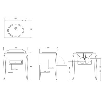 Gentry Home Benjamin меблі для ванної кімнати 80см