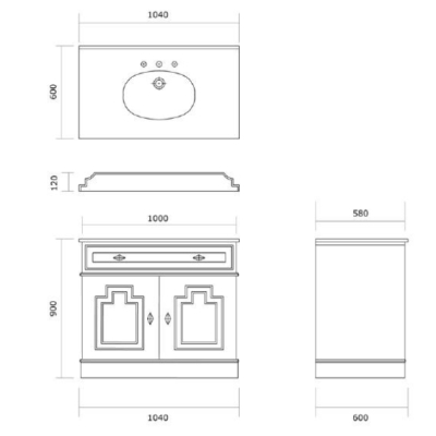 Gentry Home Byron меблі для ванної кімнати 100см