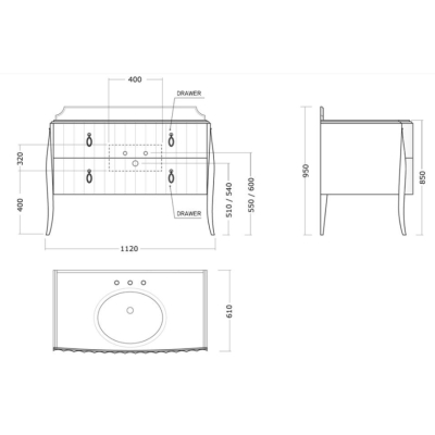Gentry Home Charlotte меблі для ванної кімнати 112см