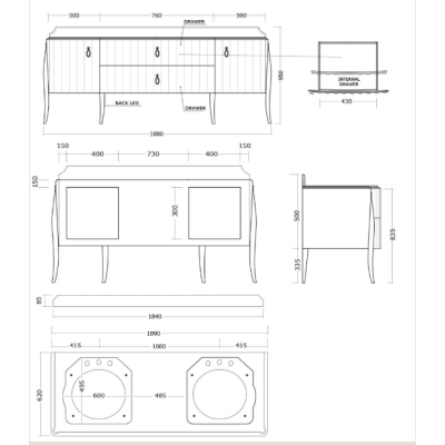 Gentry Home Charlotte меблі для ванної кімнати 112см