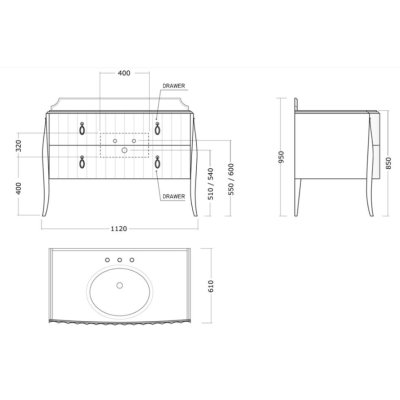 Gentry Home Charlotte меблі для ванної кімнати 189см