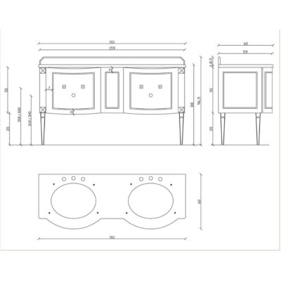 Gentry Home Chester меблі для ванної кімнати 76см