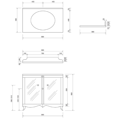Gentry Home Lord меблі для ванної кімнати 90см