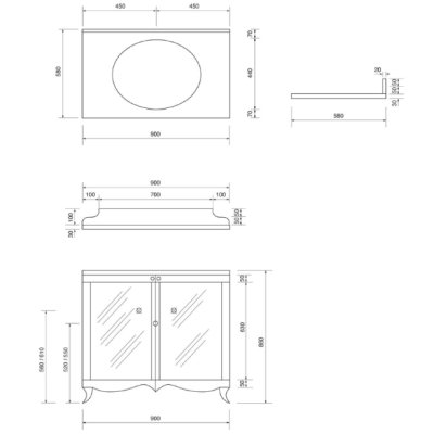 Gentry Home Lord меблі для ванної кімнати 90см