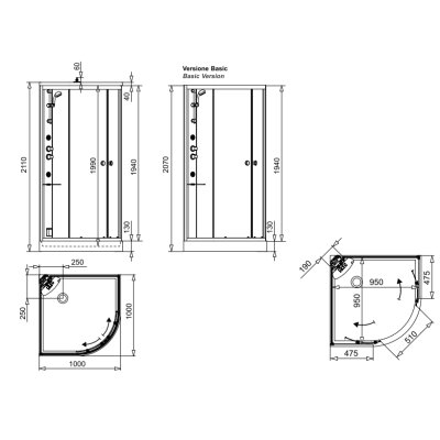 Glass1989 Archimede R душова багатофункціональна кабіна 100*100