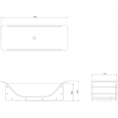 Moma Design Chaise Longue Rive Gauche ванна, окремостояча зі склом