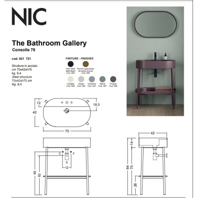 Nic Design Consolle 70 Раковина з консоллю 70см