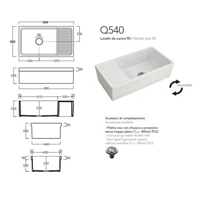 Simas Kitchen Sink кухонна мийка 90см