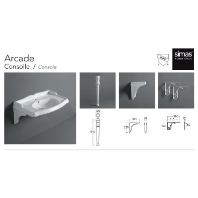 Simas Arcade раковина кутова 90 біла