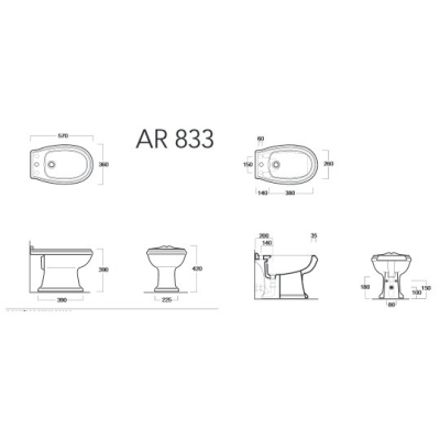 Simas Arcade біде біле підлогове AR833