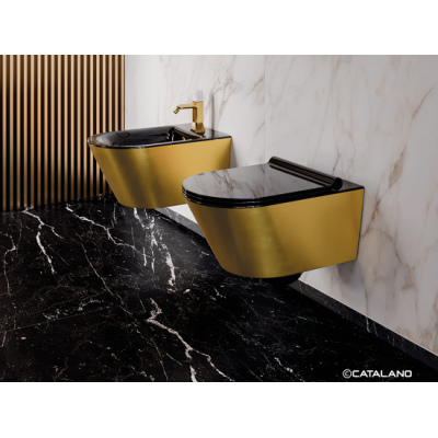 CATALANO CLASSY Gold&Silver Унітаз підвісний з кришкою безободковий білий/золото
