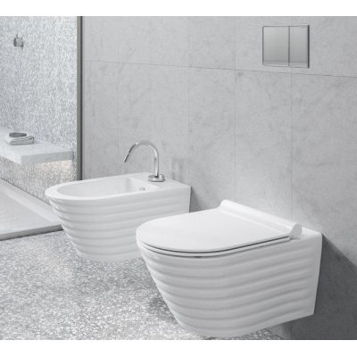CATALANO CLASSY Gold&Silver Унітаз підвісний з кришкою безободковий білий/срібло