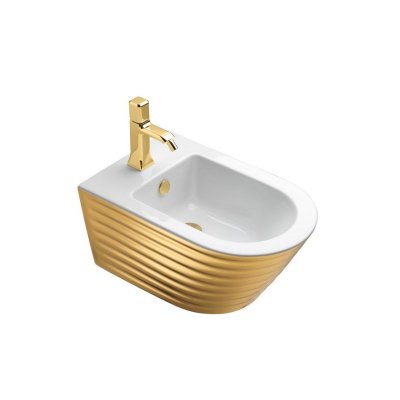 CATALANO CLASSY Gold&Silver Унітаз підвісний з кришкою безободковий білий/срібло