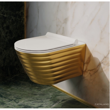 CATALANO CLASSY Gold&Silver Унітаз підвісний з кришкою безободковий білий/золото
