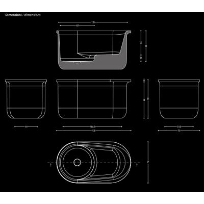 Relax Design Ofuro Circular Lough ванна 125 cм, окремо стояча