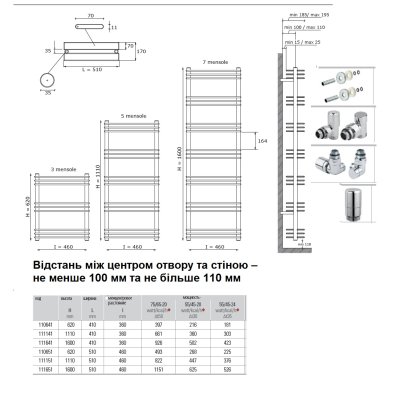 Caleido Shelf 70 полотенцесушарка радіатор H62