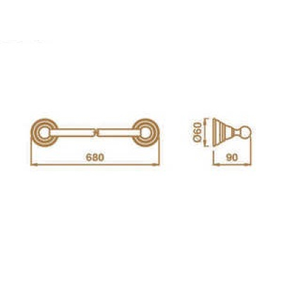 Рушникотримач 60 см Bagno & Associati - Canova золото, бронза