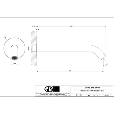 Вилив зі стіни Gessi 316 Flessa Steel Brushed (54110-239)