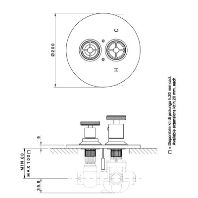 Nicolazzi Thermostatic Змішувач для душу настінний 4909CR44+4910