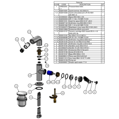 IB Rubinetterie Bold Lever змішувач для біде на виріб B2220