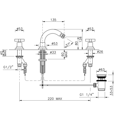 Nicolazzi Mac Kinley 05 Змішувач для біде на виріб 2215CR27